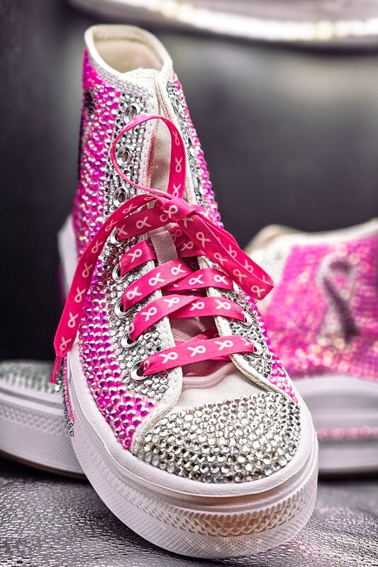 Canvas tennis shoes with rhinestones